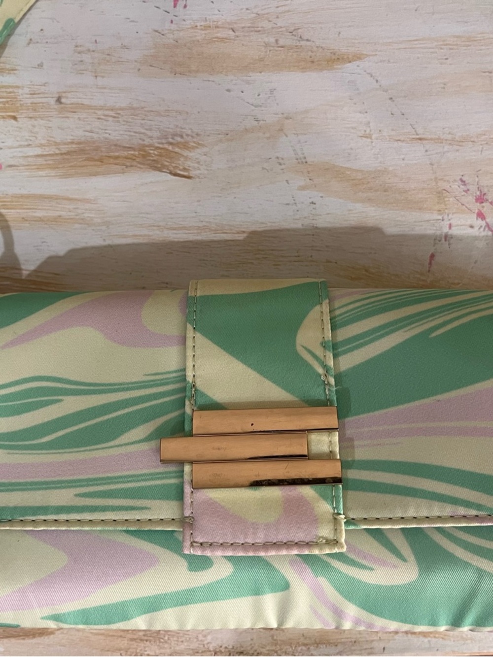 70’s inspired Stylish Pastel Swirl Shoulder Bag - Mint & Pink - Picture 5 of 7